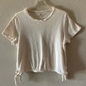 Madewell Side Knotted Short Sleeve Tee Cream Cotton Women’s Size XL